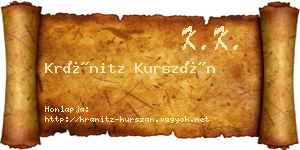 Kránitz Kurszán névjegykártya
